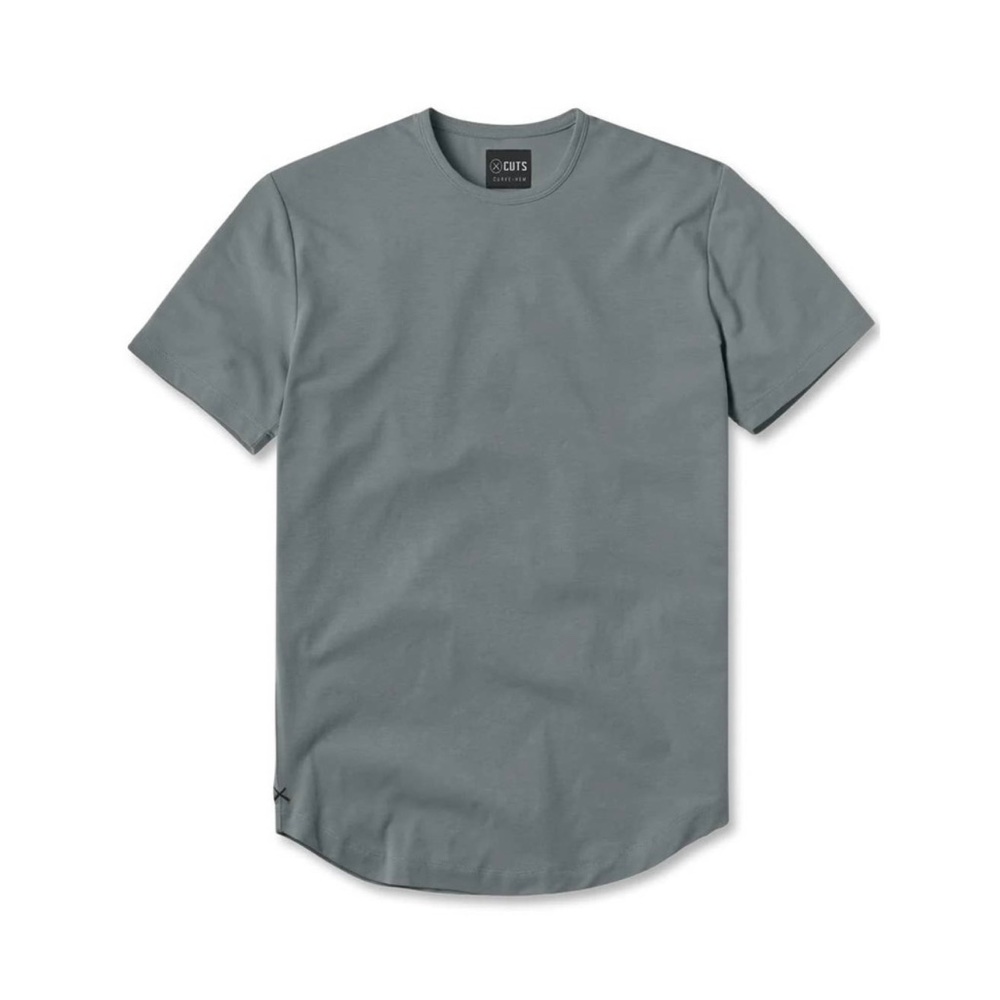 Cuts Clothing Men's Curve Hem Crew T-Shirt - Sage